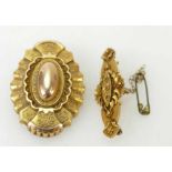 Victorian 15ct gold bar brooch (missing pin),2.8grams and gold coloured brooch, 3.