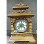 Oak Cased American Mantel Clock by Ansonia Clock Co,