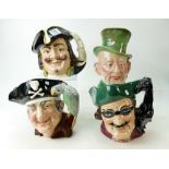 Royal Doulton large character jugs Long John Silver, Dick Turpin,