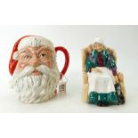 Royal Doulton large character jug Santa Claus D6704 together with Forty Winks HN1974 (2)