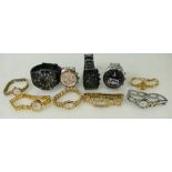 Group of ladies & gents wrist watches including Audi sports, Rotary, Pulsar Chronograph,