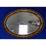 Edwardian bevel edged oval wall mirror