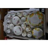 Art Deco Grafton China floral decorated tea set together with similar Royal Ascot part tea set