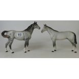 Beswick Matt Grey Thoroughbred Stallion 1772 and similar Swish Tail Horse 1182(2)