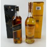 Johnnie Walker Black Label Whiskey together with Glenmorangie single malt whisky ,