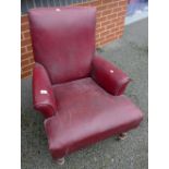 Victorian red/oxblood leather arm chair