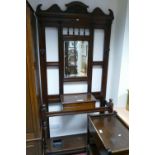 Late Victorian mirror backed hall stand