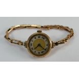 9ct gold hallmarked rose gold wrist watch, not working, and 9ct gold bracelet a/f. Gross weigh 20.