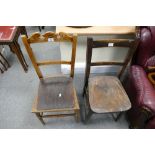 A oak Victorian hall chair and a Edwardian walnut hall chair (2)