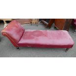 Victorian red/oxblood leather chaise lounge