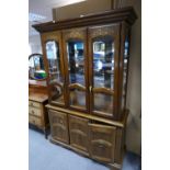 Large reproduction Victorian style 3 door glazed display unit with lighting