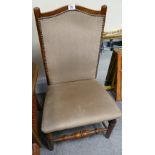 20th Century oak framed upholstered studded bedroom chair