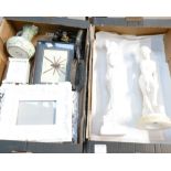 A mixed collection of ceramics to include two large classical white figurines, picture frames,