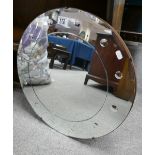 Art Deco bevelled circular wall hanging mirror