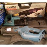 Sparky professional TSb 1300c sabre saw together with a similar Erbaner unit & a Ebaner battery