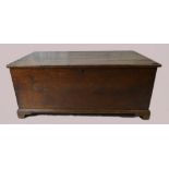 Early 20th Century oak chest with candle box on bracket feet (94cm width x 45cm depth x 40cm