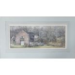 Thomas W Mountford signed watercolour of a Barge, Canal and Watermill scene.