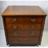 20th Century mahogany Davenport style desk with oak faux bamboo edges and four drawers (63cm depth
