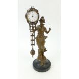 French vintage mystery spelter swinging pendulum clock,