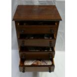 Edwardian mahogany specimen cabinet, each draw containing various rocks, crystals,
