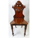 Victorian mahogany hall chair (89cm height x 36cm depth x 42cm width)