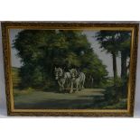 Alan King of Malvern 'Akin' Oil Painting on board depicting plough horses,