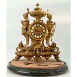 20th Century ormolu clock under glass dome (36cm height)