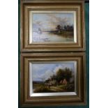 Abraham Hulk Junior pair of oil paintings on canvas with country cottage scenes,