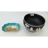 Wedgwood black jasperware footed egg bow