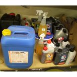 A large quantity of various motoring oils etc