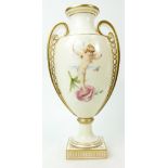 Mintons two handled vase handpainted wit