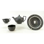 Wedgwood black basalt three piece teaset