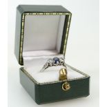 18ct ladies ring set with saphire & diam