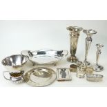 A collection of silver items including d