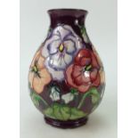 Moorcroft vase decorated in the Pansy de