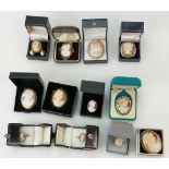 A collection of cameo set jewellery, all