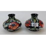 Pair Moorcroft Poppies design vases,