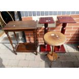 4 vintage wood occasional tables:comprising pair mahogany plant stands and two oak occasional