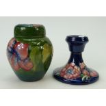 Moorcroft small ginger jar & cover decorated in the hibiscus design,