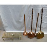 Selection of brass items to include 2 bed pans, 2 plungers,
