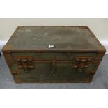 Early 20th Century wooden metal bound American military medical chest,