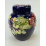 Moorcroft ginger jar decorated in the hibiscus design,