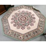 Octagonal centre rug in a continental design