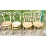 set of four vintage bentwood bistro chairs :