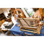 A large mixed selection of weaving and sewing related items to include a,