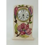 Moorcroft magnolia pattern clock 16cm high