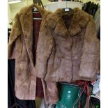 One 3/4 length ladies fur coat and one ladies fur jacket. Approx size 18. (2).