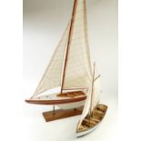 Large Model of a Yacht on Wooden Stand t