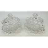 Pair quality lead crystal cut glass bon