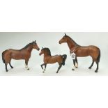 Three Beswick Horses: Beswick The Winner 2421, Quarter Horse 2186 and Prancing Arab 1261.